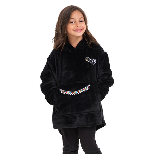 Snuggs Kids Blanket Hoodie Black عربية فول
